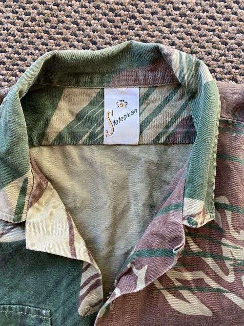 RHODESISAN CAMO LONG SLEEVE SHIRT-SIZE MEDIUM TO LARGE-MEASURES 57 CM ARMPIT TO ARMPIT-LABELLED