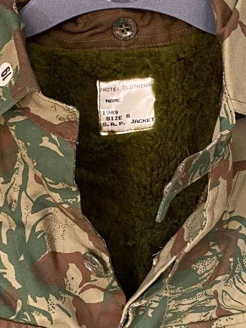 POLICE TASK FORCE 2ND PATTERN CAMO BUSH JACKET WITH REMOVABLE LINER-PROTEA CLOTHING 1989-NEVER BEEN