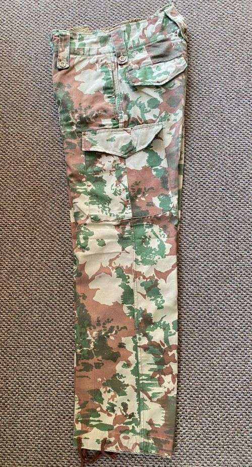 POLICE TASK FORCE 1ST PATTERN CAMO TROUSERS-MADE IN 1976-SIZE 32 PIPE LENGTH IS 76 CM-VERY GOOD CON
