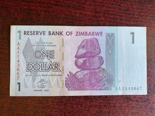 ZIMBABWE 2007 BANKNOTE-ONE DOLLAR-ALMOST UNC