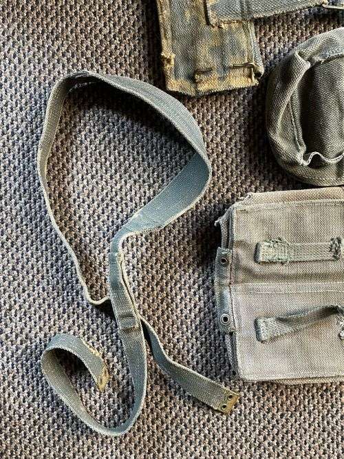 AUTHENTIC PAINTED ,BUSH WAR PERIOD RHODESIAN WEBBING AND RIFLE SLING-SOLD TOGETHER-4 ITEMS IN TOTAL-