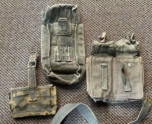 AUTHENTIC PAINTED ,BUSH WAR PERIOD RHODESIAN WEBBING AND RIFLE SLING-SOLD TOGETHER-4 ITEMS IN TOTAL-