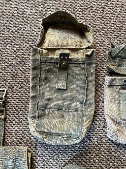 AUTHENTIC PAINTED ,BUSH WAR PERIOD RHODESIAN WEBBING AND RIFLE SLING-SOLD TOGETHER-4 ITEMS IN TOTAL-