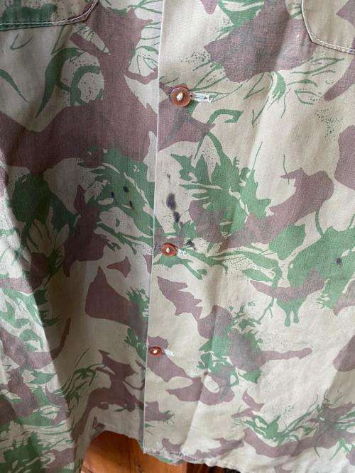 POLICE TASK FORCE-2ND PATTERN CAMO SHORT SLEEVE SHIRT-LABELLED AND DATED 1976-SIZE MEDIUM-MEASURES 5