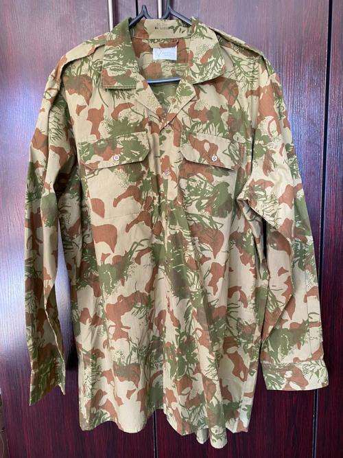 POLICE SPECIAL TASK FORCE 2ND PATTERN CAMO LONG SLEEVE SHIRT-SIZE  EXTRA LARGE-MEASURES 70 CM ARMPIT