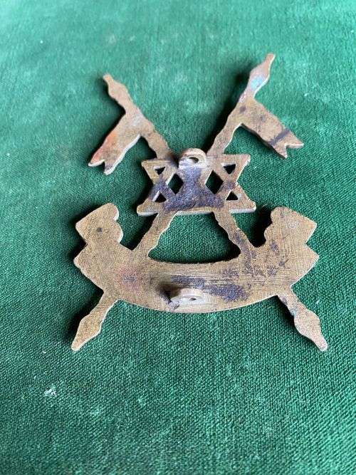 19TH LANCERS (FANES HORSE) BRASS HELMET BADGE-LARGE-MEASURES 104X104MM- 2 LUGS-THE 19TH LANCERS TRAC