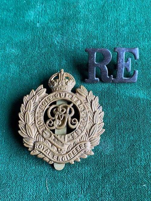 ROYAL ENGINEERS CAP BADGE 1914-18-SLIDER WITH TITLE