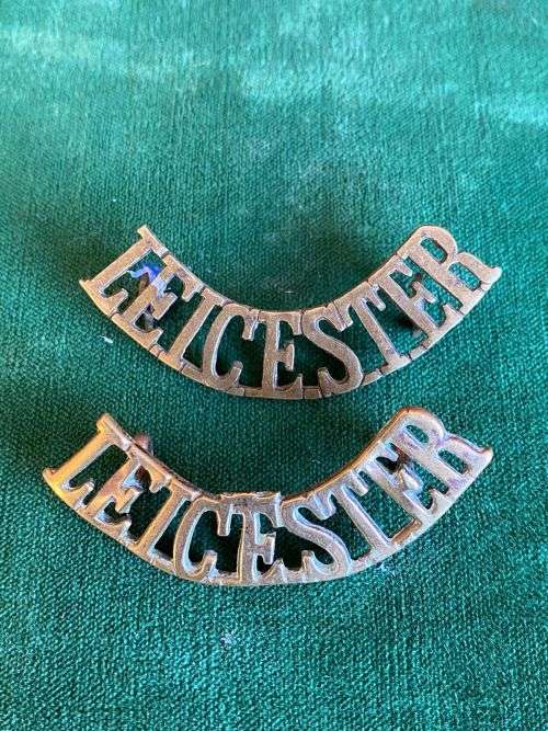 LEICESTERSHIRE REGT. TITLE PAIR-PRE 1921-LUGS INTACT