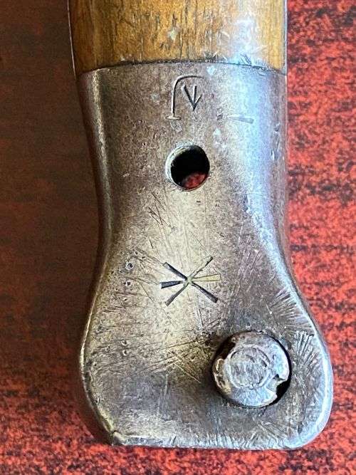 BRITISH 1888 BAYONET,MADE BY SANDERSON FOR THE LEE MATFORD RIFLE-COMES WITH LEATHER SCABBARD AND FRO