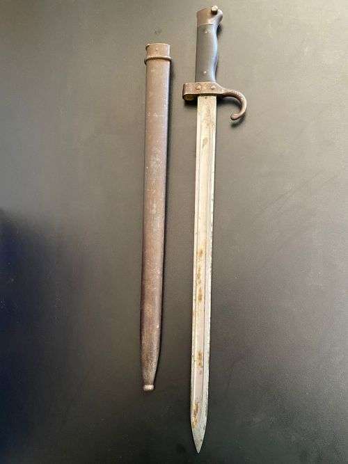 FRENCH 1892 PATTERN BAYONET FOR THE BERTHIER INFANTRY RIFLE-FIRST PATERN WITH BLACK COMPOSITION GRIP