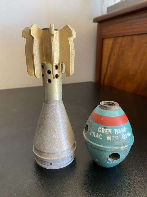 M26 PRACTICE GRENADE (INERT) SOLD WITH TAIL SECTION OF ILLUMINATION FLAIR