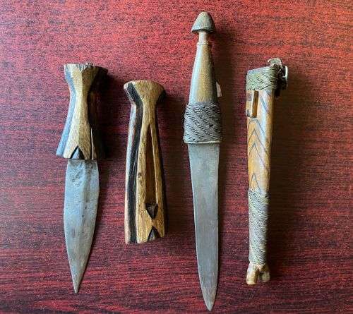BORDER WAR PERIOD SWA OVAMBU KNIFES WITH WOODEN HANDLES AND SCABBARDS-(BUSH WAR BRING BACK)OVERALL L