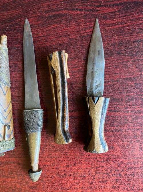 BORDER WAR PERIOD SWA OVAMBU KNIFES WITH WOODEN HANDLES AND SCABBARDS-(BUSH WAR BRING BACK)OVERALL L