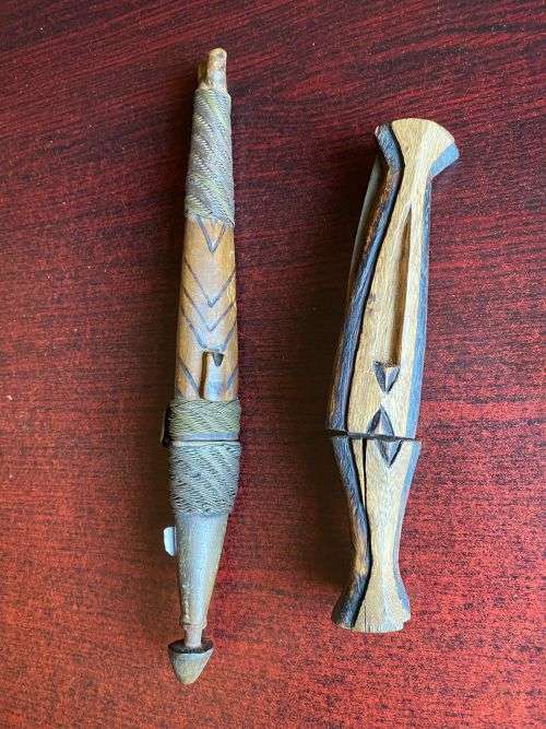 BORDER WAR PERIOD SWA OVAMBU KNIFES WITH WOODEN HANDLES AND SCABBARDS-(BUSH WAR BRING BACK)OVERALL L