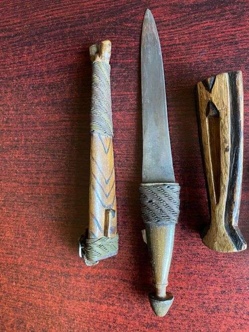 BORDER WAR PERIOD SWA OVAMBU KNIFES WITH WOODEN HANDLES AND SCABBARDS-(BUSH WAR BRING BACK)OVERALL L