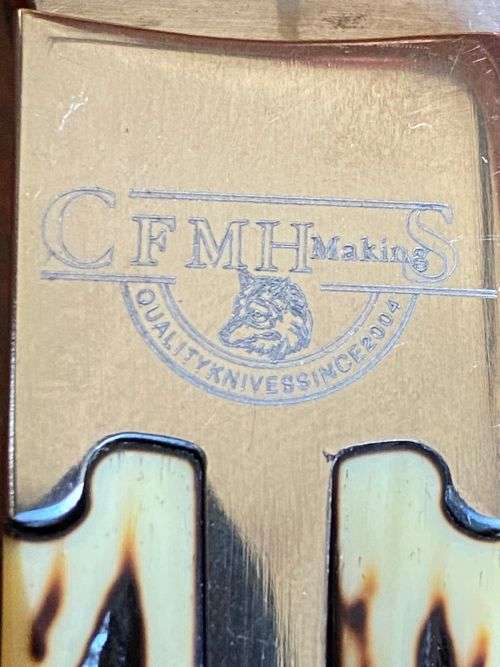 CFMH MARKINGS USA SABER,FOLDING KNIFE,WITH BONE INLAY HANDLE IN SHEATH-EXTENDED LENGTH 275MM
