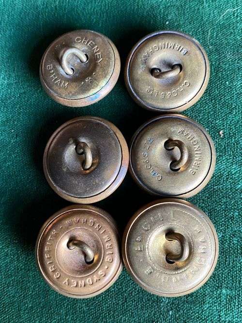 BRITISH GENERAL SERVICE BUTTON,BRASS 1871-1924-DIAMETER 25 MM- 6 SOLD TOGETHER