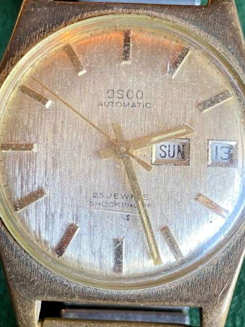 OSCO AUTOMATIC MENS WATCH-CASING MEASURES 32 MM- NEEDS SERVICE