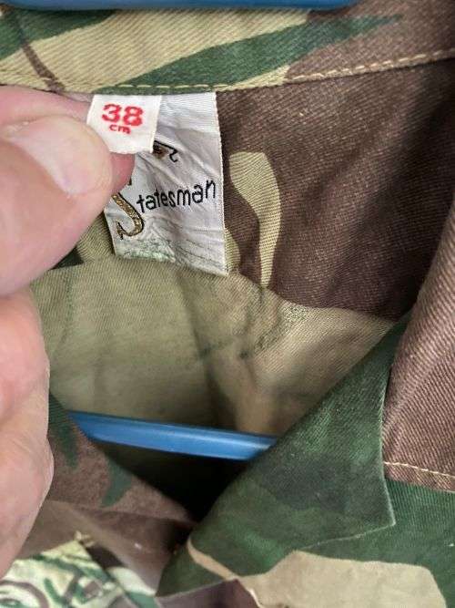 RHODEISA CAMO LONG SLEEVE SHIRT, SIZE MEDIUM-MEASURES 55 CM ARMPIT TO ARMPIT-GOOD CONDITION WITHOUT