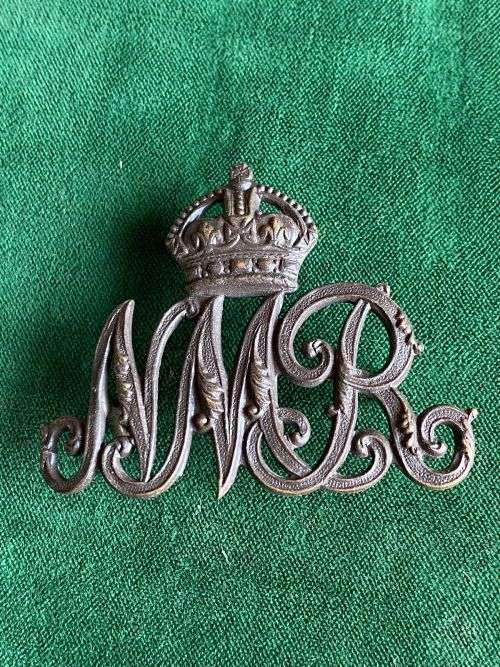 NATAL MOUNTED RIFLES HELMET BADGE-WORN 1922-1943- 3 LUGS