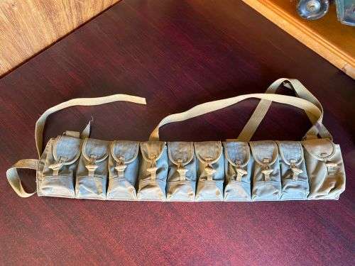 RHODESIA BUSH WAR PERIOD-ORIGINAL CHI COM SKS TEN POCKET BANDOLIER FOR 10 ROUND STRIPPER CLIPS-GOOD