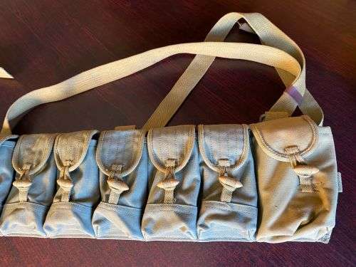 RHODESIA BUSH WAR PERIOD-ORIGINAL CHI COM SKS TEN POCKET BANDOLIER FOR 10 ROUND STRIPPER CLIPS-GOOD