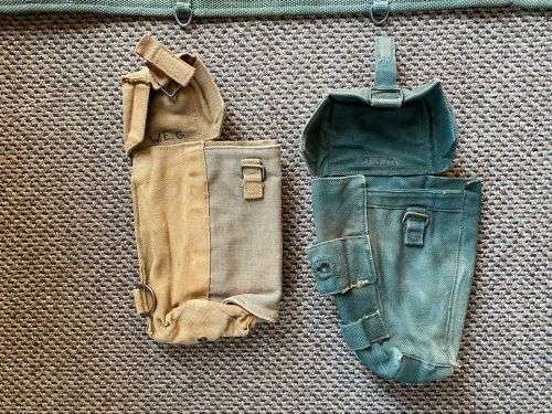 RHODESIAN WEBBING- 2 X WEBBING BELTS -EXTENDED LENGTH 116CM AND 110 CM-SOLD WITH 2X AMMO POUCHES-ONE