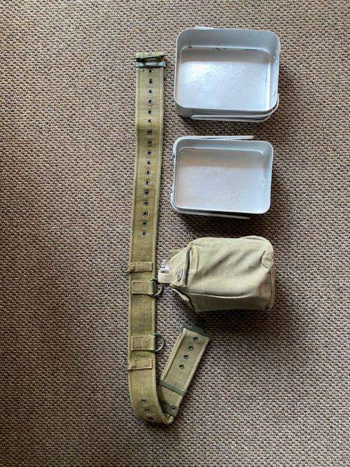 RHODESIA BUSH WAR PERIOD ITEMS-SOLD TOGETHER PATTERN 63 WEBBING BELT-EXTENDED LENGTH 113 CM-WATER BO