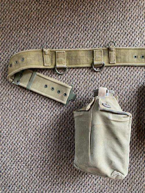 RHODESIA BUSH WAR PERIOD ITEMS-SOLD TOGETHER PATTERN 63 WEBBING BELT-EXTENDED LENGTH 113 CM-WATER BO