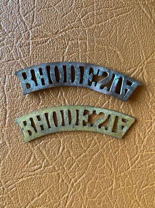 RHODESIA BRASS TITLE PAIR-WORN WW2 TO MID 1950`S- NO LUGS