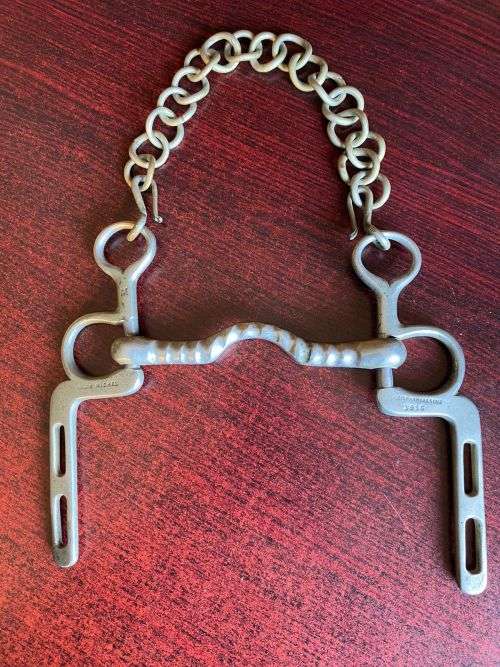 RARE WW1 SOLID NICKEL HORSE BIT MANUFACTURED BY GEO PARMER & SON-DATED 1915-SERIAL 1997