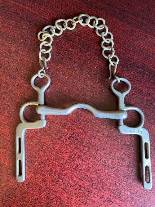 RARE WW1 SOLID NICKEL HORSE BIT MANUFACTURED BY GEO PARMER & SON-DATED 1915-SERIAL 1997