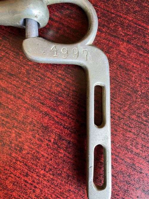 RARE WW1 SOLID NICKEL HORSE BIT MANUFACTURED BY GEO PARMER & SON-DATED 1915-SERIAL 1997