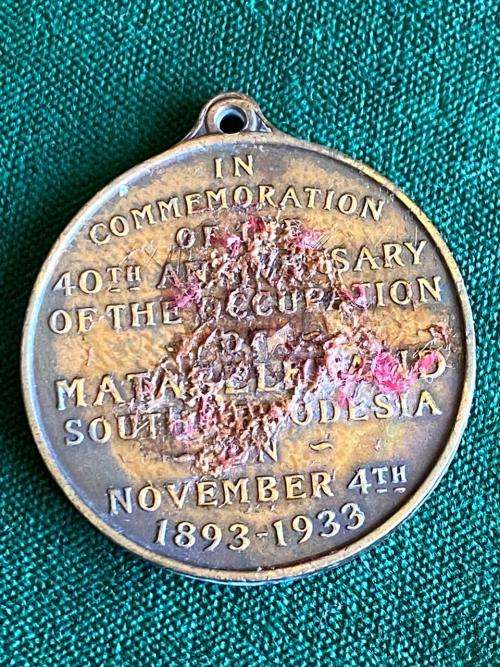 COMMEMORATIVE MEDALLION OF THE OCCUPATION OF MATABELELAND/SOUTHERN RHODESIA 1893-1933