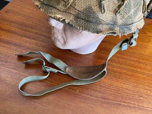 SADF PERIOD `STAALDAK` THIS HELMET COMES WITH CAMO NETTING AND 2 ATTACHMENT POINTS FOR CHIN STRAP -E