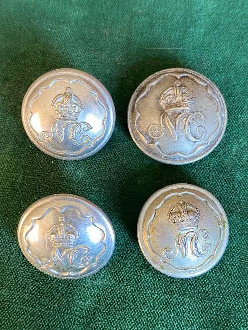 ROYAL NATAL CARBINEERS,WHITE METAL TUNIC BUTTONS-WORN 1902-1936- 4 SOLD TOGETHER