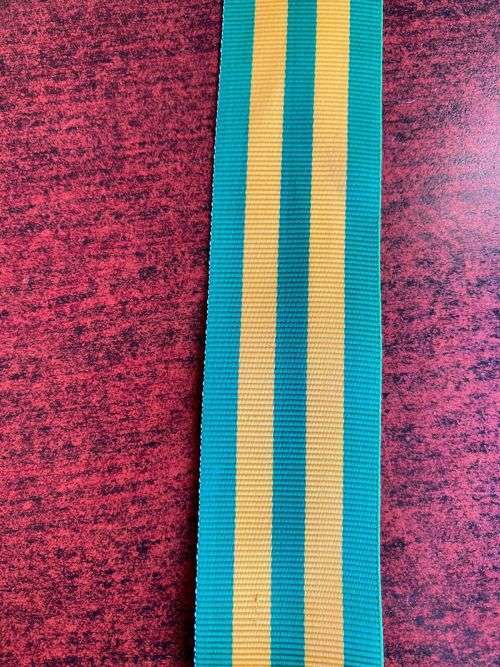 SADF SERVICE MEDAL(FULL SIZE)MEDAL RIBBON FOR GOLD MEDAL 1975(30 YEARS)SOLD IN LENGTHS OF 15CM-UNCUT