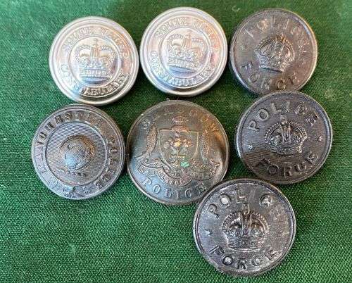 MIXED LOT OF 7 POLICE BUTTONS-SOLD TOGETHER