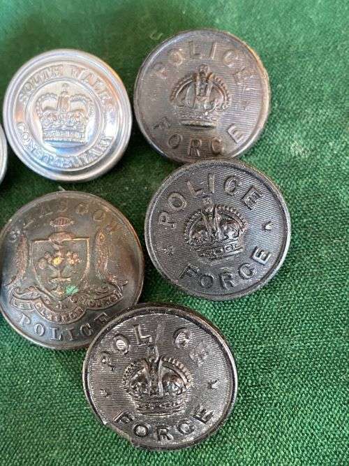 MIXED LOT OF 7 POLICE BUTTONS-SOLD TOGETHER