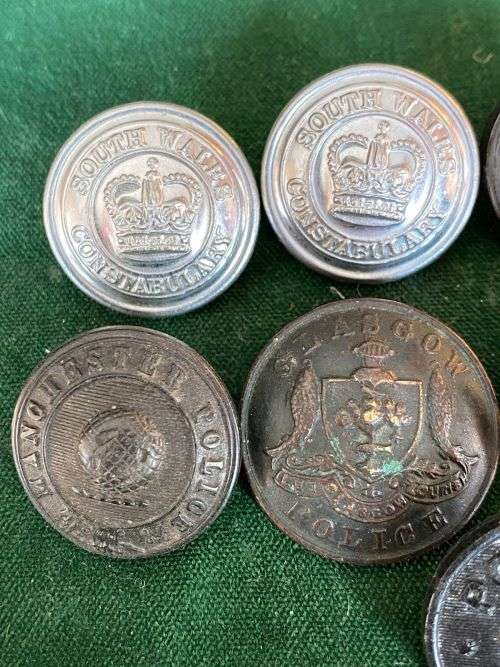 MIXED LOT OF 7 POLICE BUTTONS-SOLD TOGETHER
