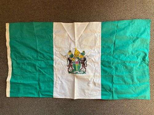 RHODESIAN FLAG-MEASURES 56X103 CM-0NE SIDED/POSSIBLE TABLE CLOTH