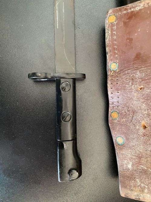 THE S1 BAYONET -A LICENSED COPY OF THE UZI BAYONET ACOMPANYING A STANDARD SA MODEL SCABBARD THAT FIT