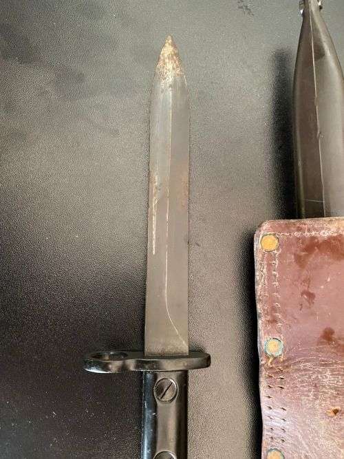 THE S1 BAYONET -A LICENSED COPY OF THE UZI BAYONET ACOMPANYING A STANDARD SA MODEL SCABBARD THAT FIT