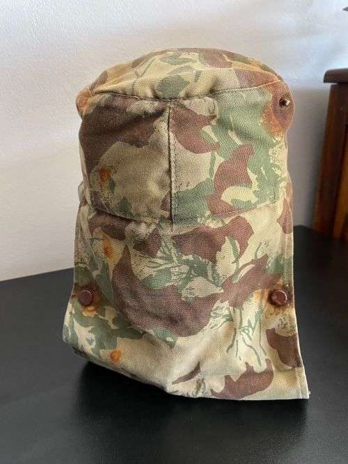POLICE TASK FORCE 2ND PATTERN CAMO FLAP CAP-GLOW IN THE DARK-INSIDE SIZE 52-USED BUT GOOD CONDITION