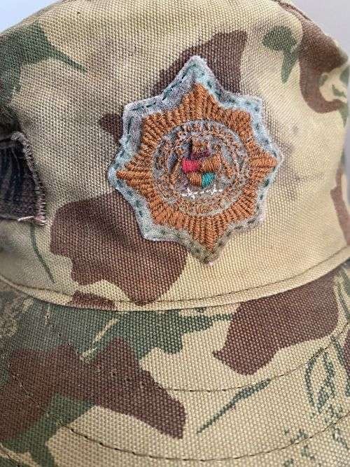 POLICE TASK FORCE 2ND PATTERN CAMO FLAP CAP-GLOW IN THE DARK-INSIDE SIZE 52-USED BUT GOOD CONDITION