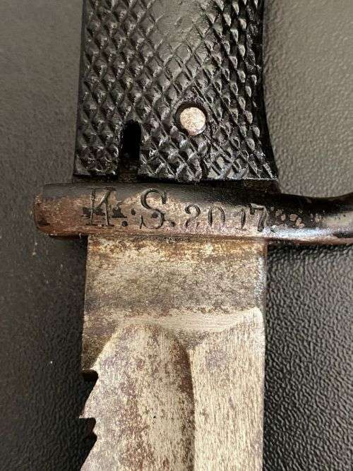 GERMAN 1898 MODEL BAYONET MADE BY ERFURT-LEATHER GRIPS AND ISSUED TO THE SCHUTZTRUPPE IN GERMAN SWA-