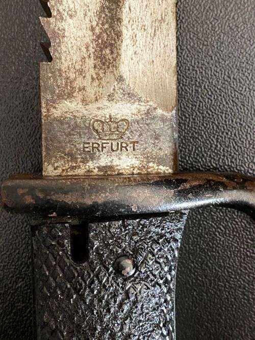 GERMAN 1898 MODEL BAYONET MADE BY ERFURT-LEATHER GRIPS AND ISSUED TO THE SCHUTZTRUPPE IN GERMAN SWA-