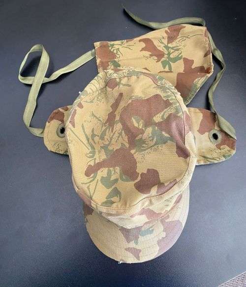 POLICE TASK FORCE 2ND PATTERN CAMO FLAP CAP-INSIDE RING MEASURES 56 CM-CONDITION LIKE NEW