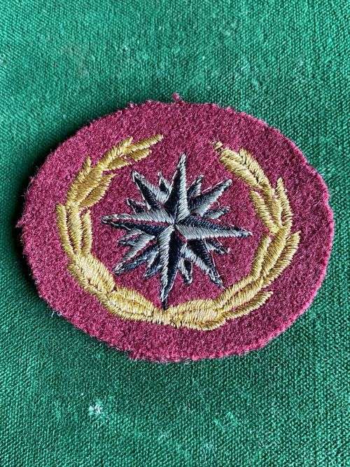 RECCE 5TH ISSUE 1989 COMPASS ROSE-GOLD LUREX WREATH,SILVER LUREX AND BLACK THREAD COMPASS ROSE ON A