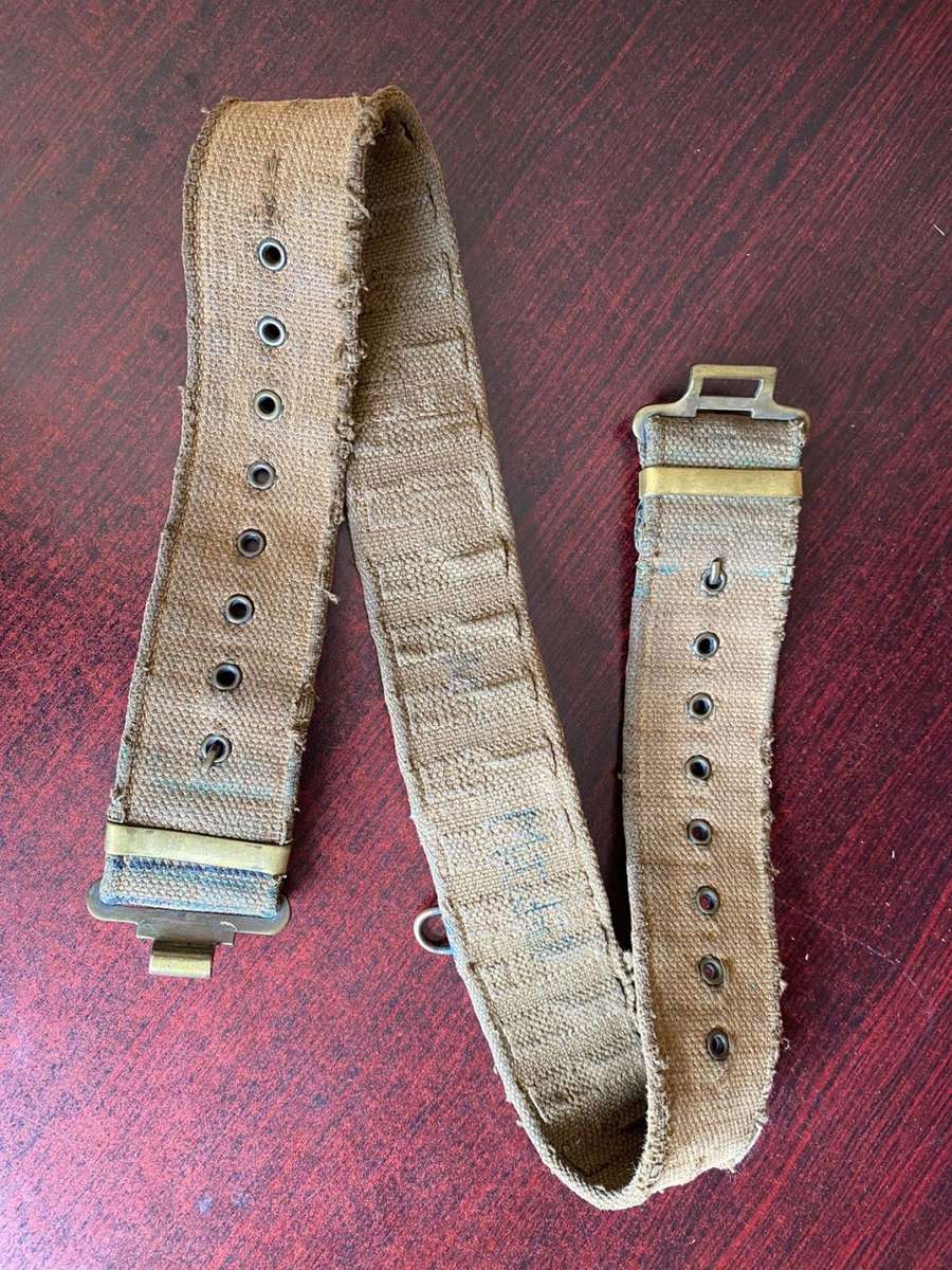 WELL USED (LOTS OF CHARACTER) PATTERN 63 RHODESIAN WEBBING BELT-EXTENDED LENGTH 94 CM
